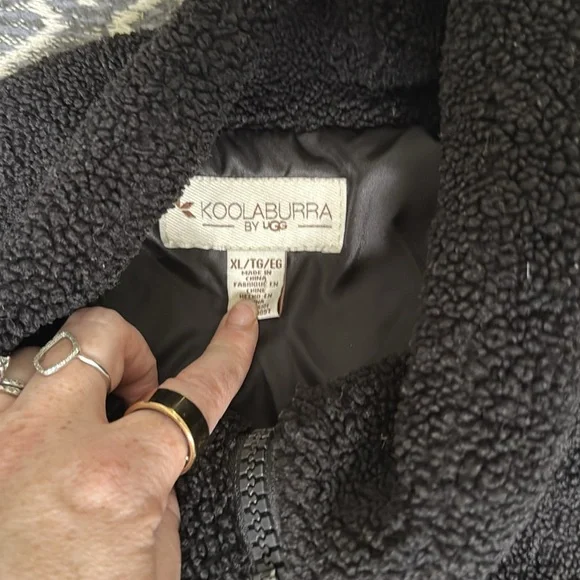 Koolaburra by Ugg Mixed Media Puff Quilted Sherpa Zip Up Jacket Black - Picture 5 of 8